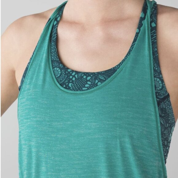 Lululemon Twist and Toil Tank Heathered Bali Breeze/Pretty Lace Bali Breeze sz 4 - Picture 5 of 8